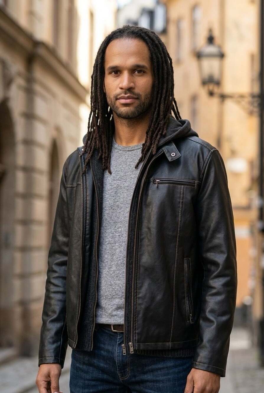 Levi's Men's Faux Leather Hooded Moto Jacket item 094